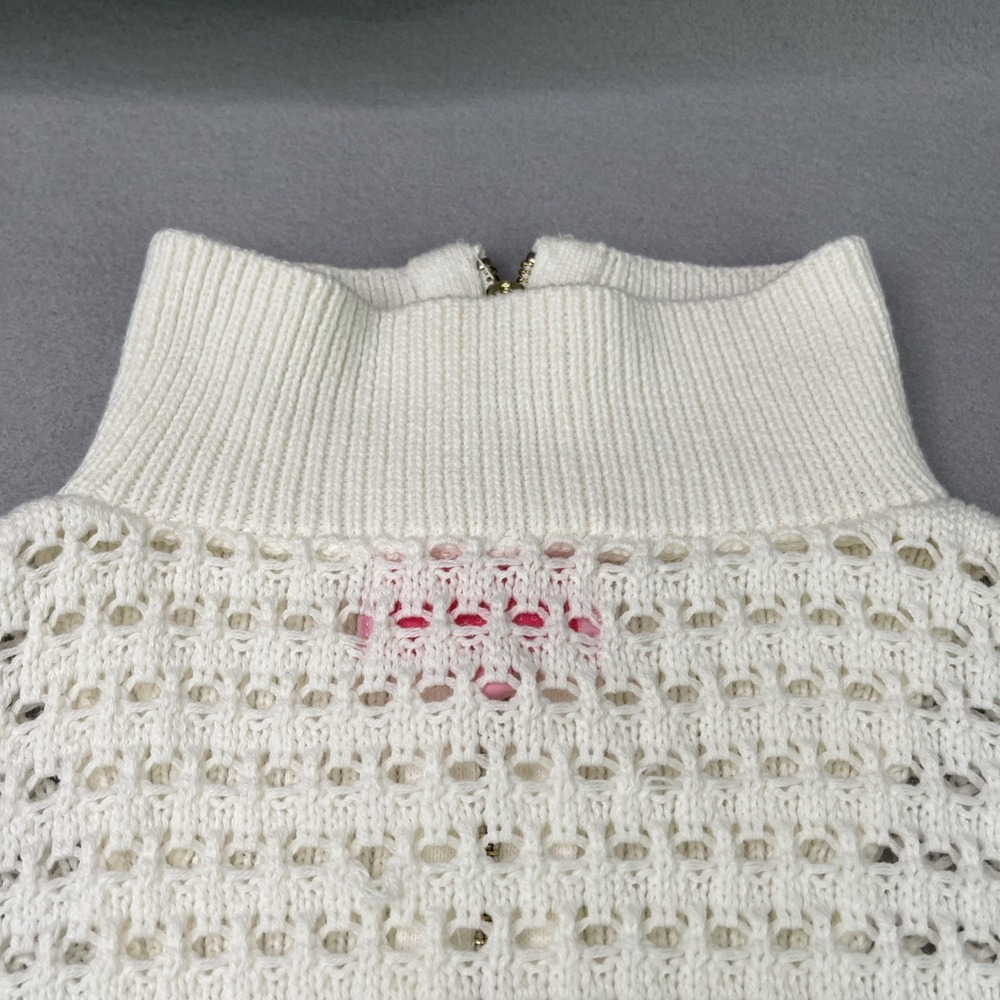 Simply Southern Womens XL Cream Open Knit Sweater Vest 1/4 Zip Sleeveless - Picture 13 of 13